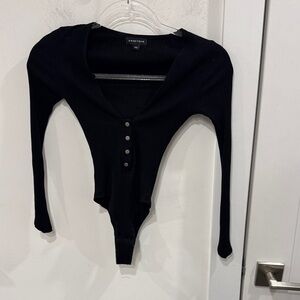 Elegant Black Ribbed Bodysuit